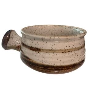 Vtg Otagiri Stubby Single Handle Speckled Glaze Ceramic Soup Bowl pottery onion